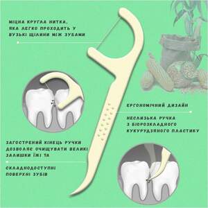 Зубні Флостики - 2 в 1 Зубна Нитка і Біорозкладна Зубочистка 50 шт